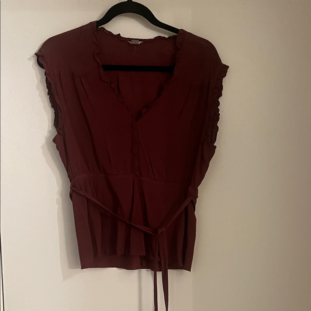 Fossil Women's Burgundy Ruffle Top